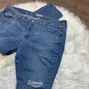 Sonoma Women's Distressed Blue Boyfriend Jeans